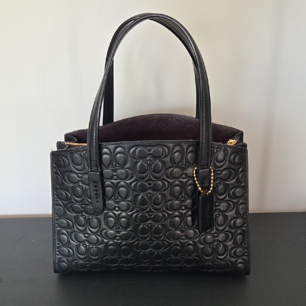 Coach Black Embossed Leather Tote Bag
